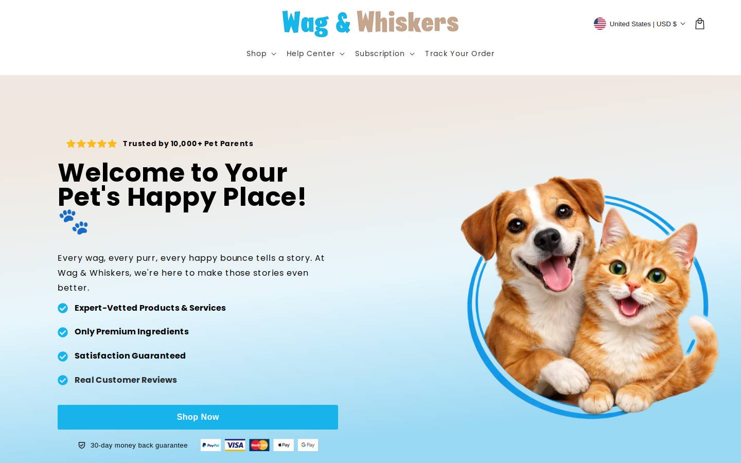 wagandwhiskers.ca homepage screenshot