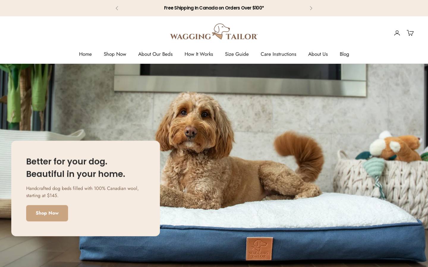 Waggingtailor homepage screenshot