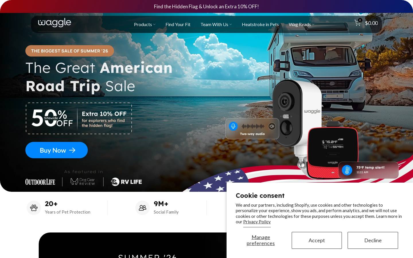 wagglecam.com homepage screenshot