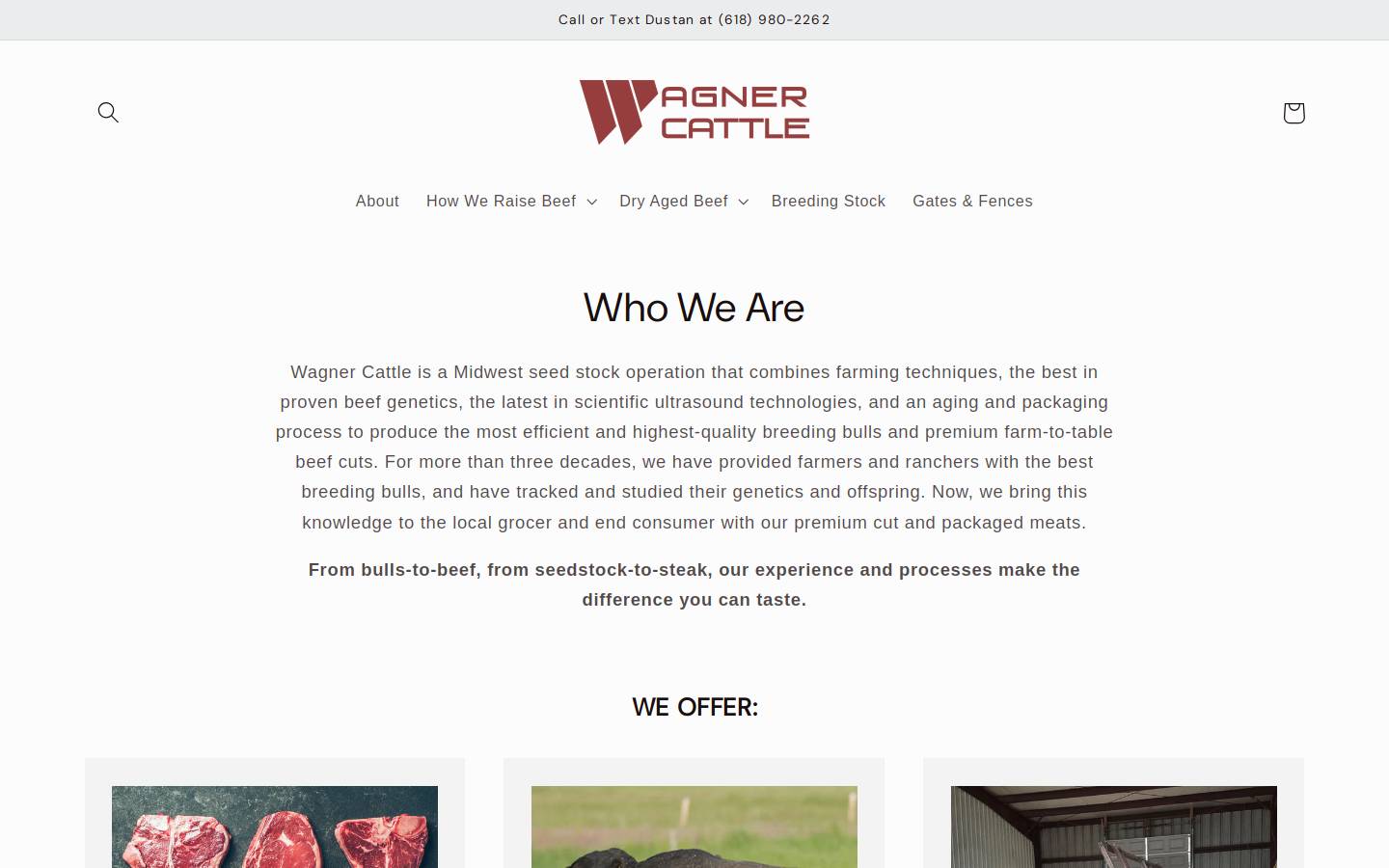 wagner-cattle.com homepage screenshot
