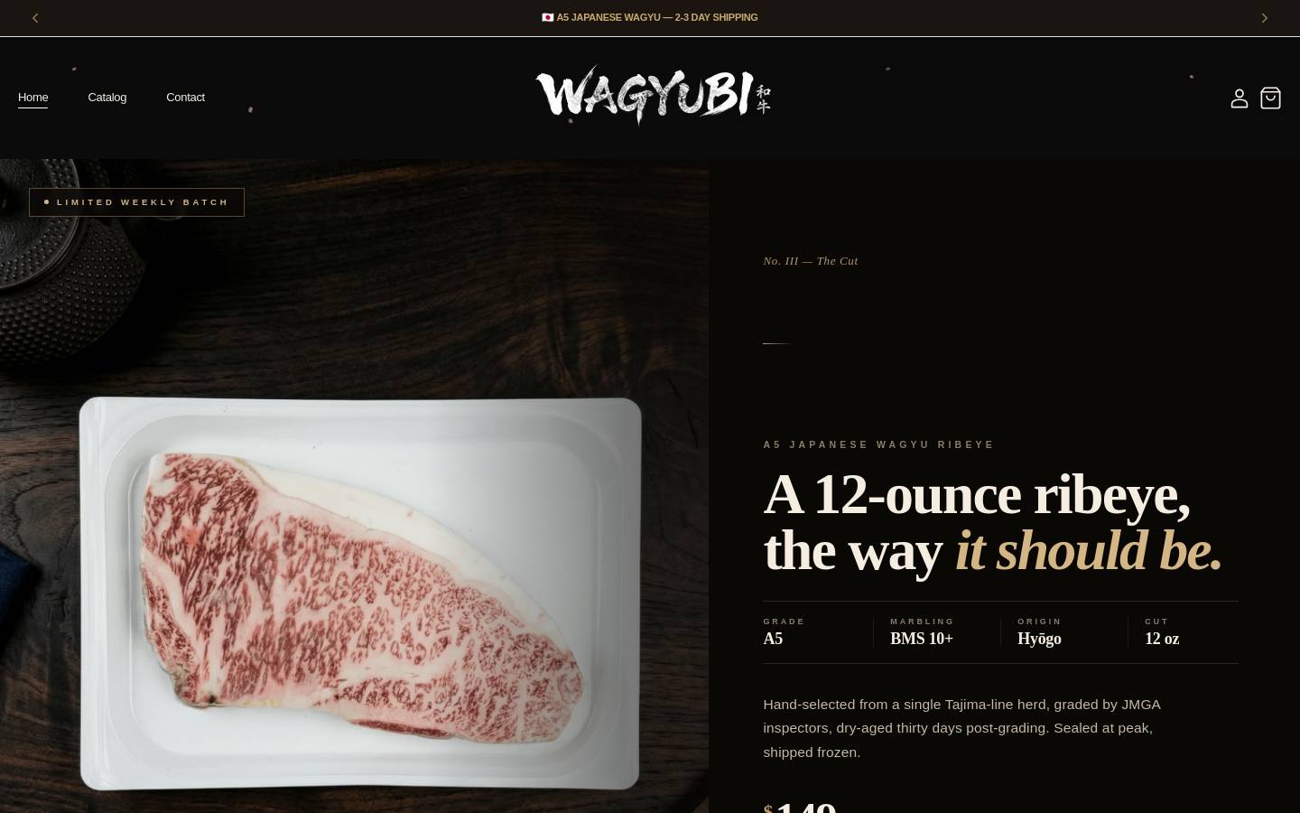 wagyubi.com homepage screenshot