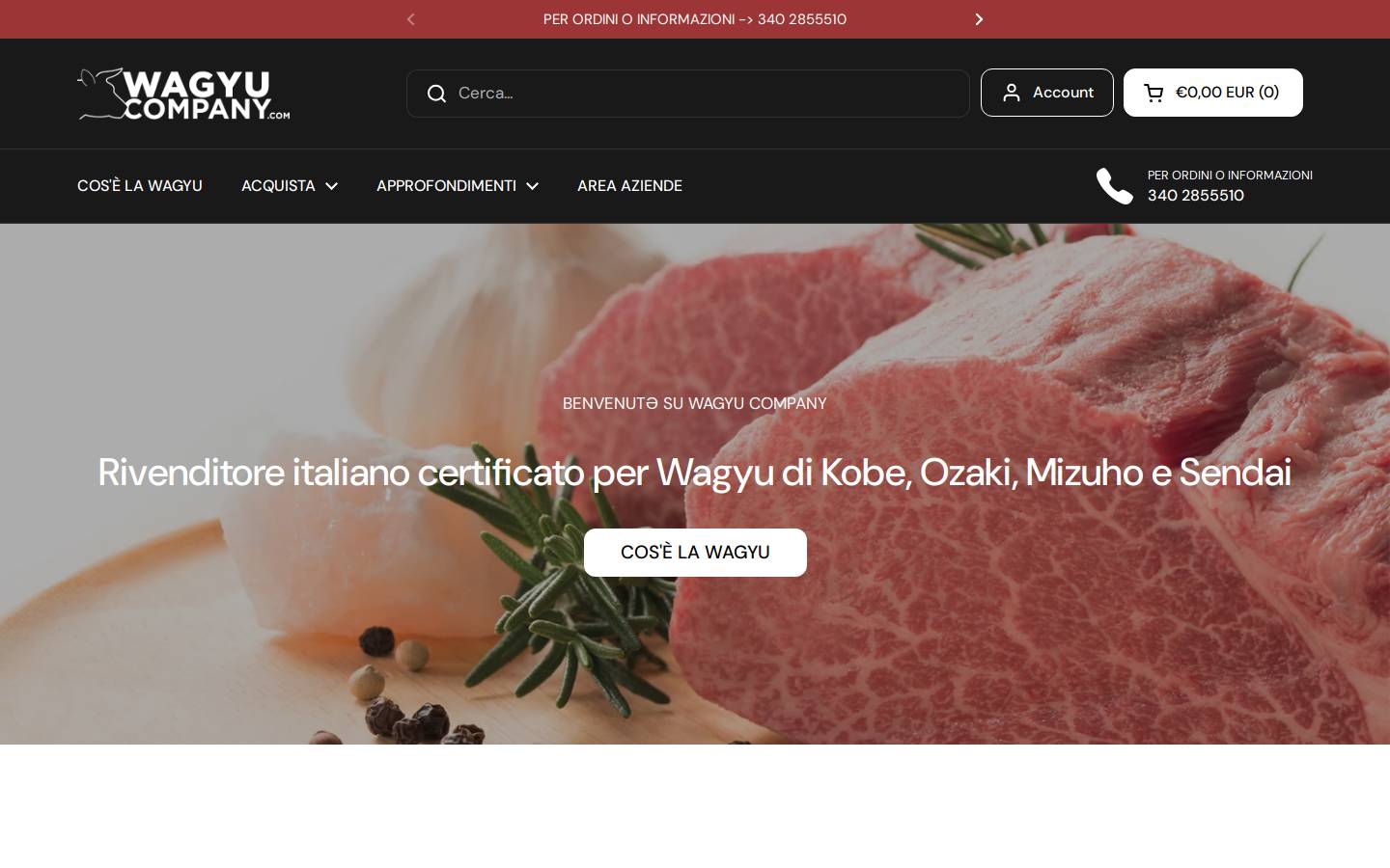 wagyucompany.com homepage screenshot