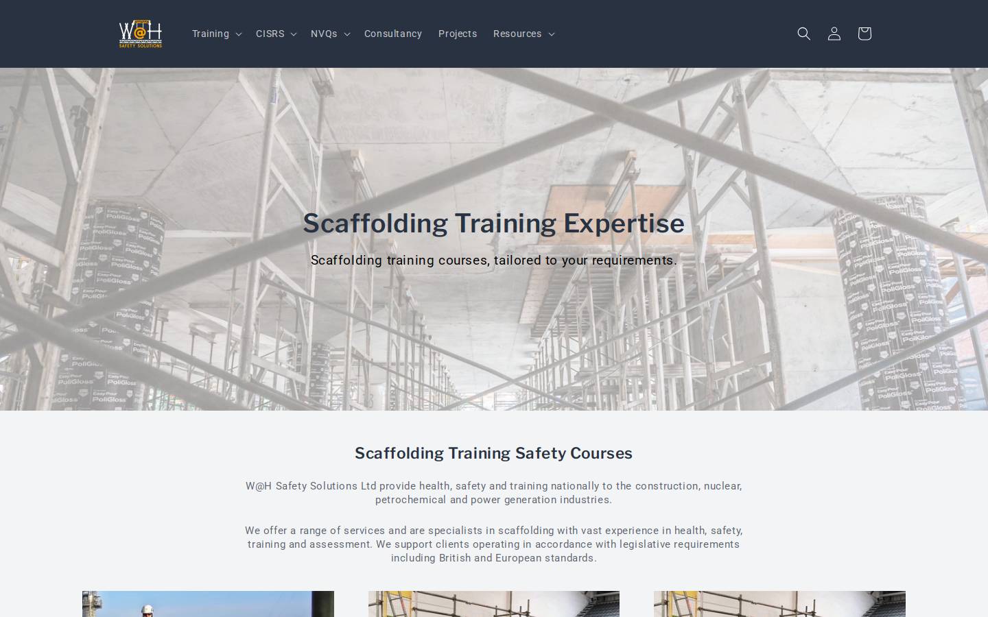 wahsafetysolutions.com homepage screenshot