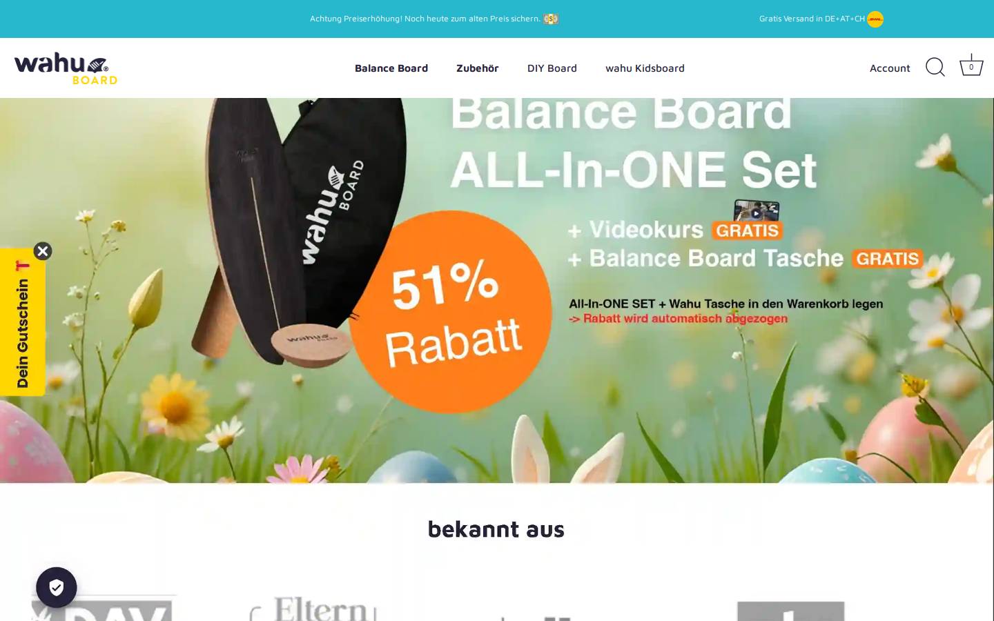 Wahuboard homepage screenshot