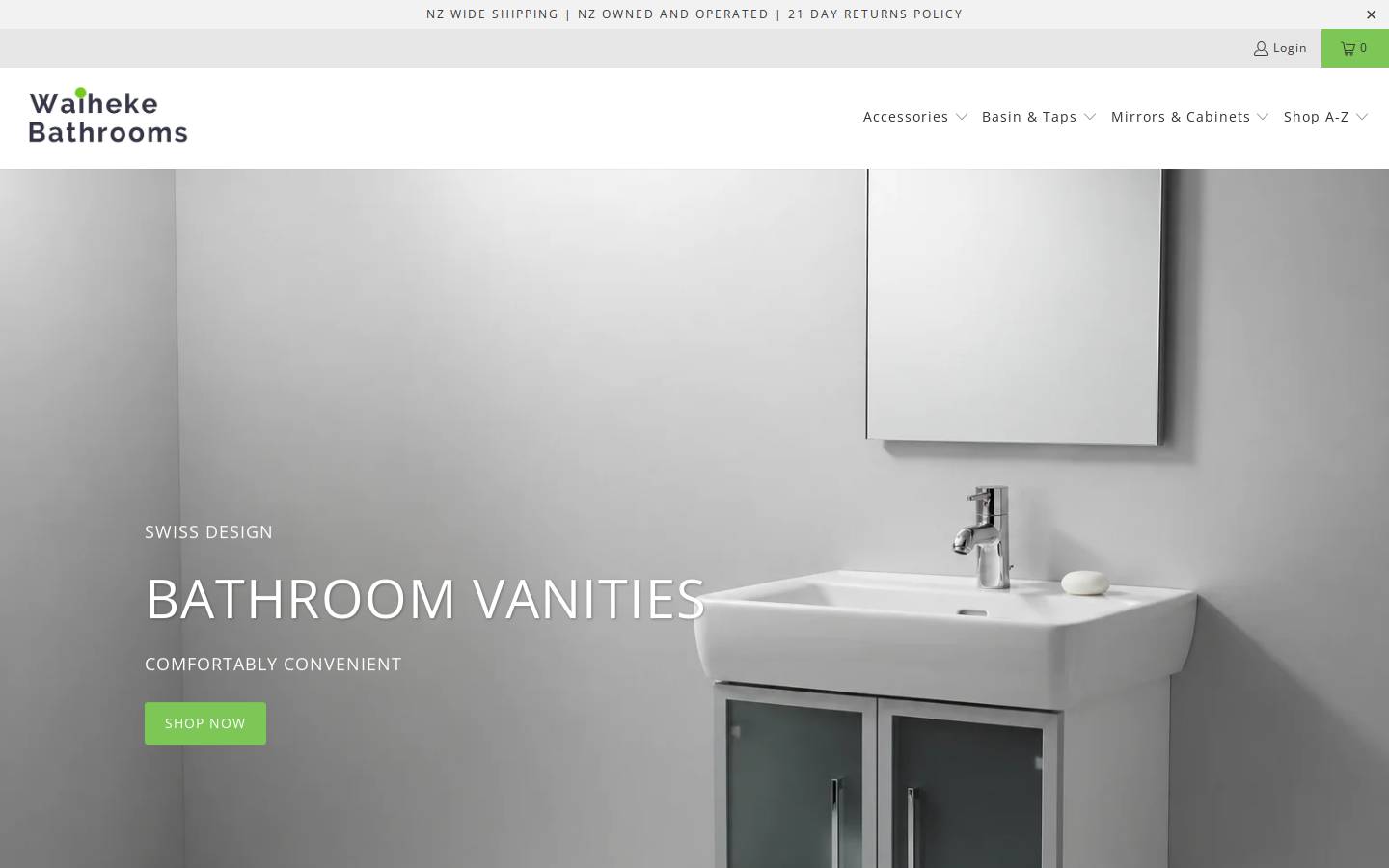 waihekebathrooms.co.nz homepage screenshot