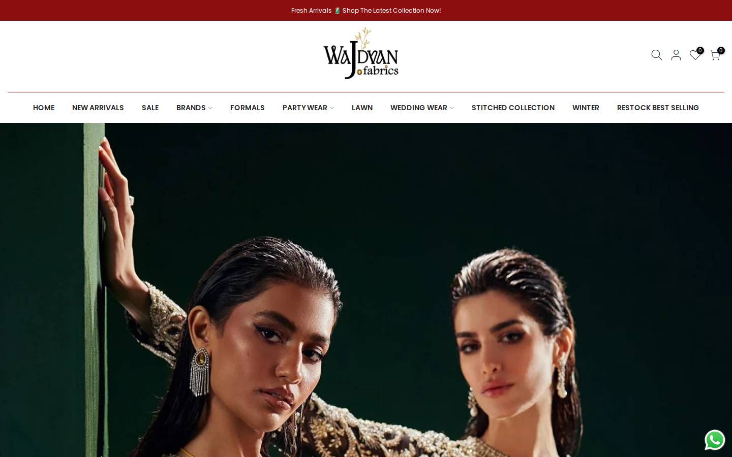 wajdaanfabrics.com homepage screenshot