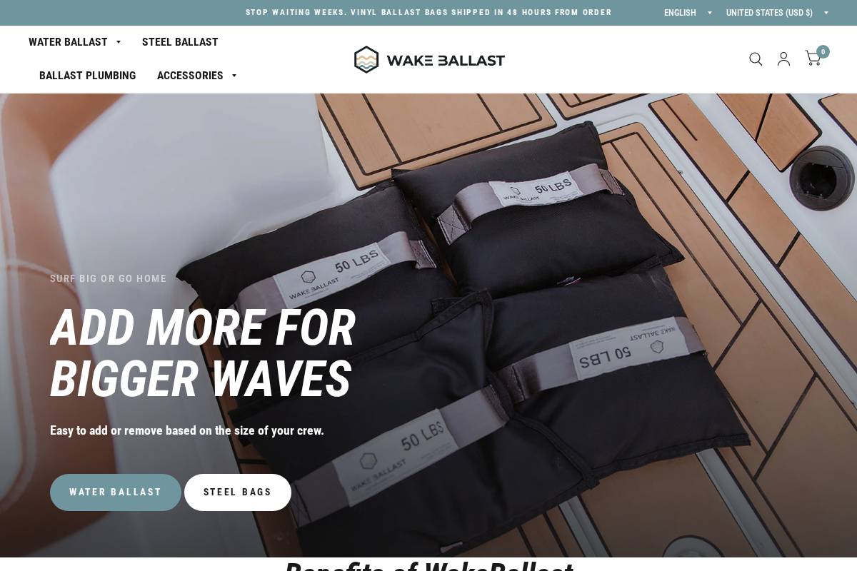 WakeBallast homepage screenshot
