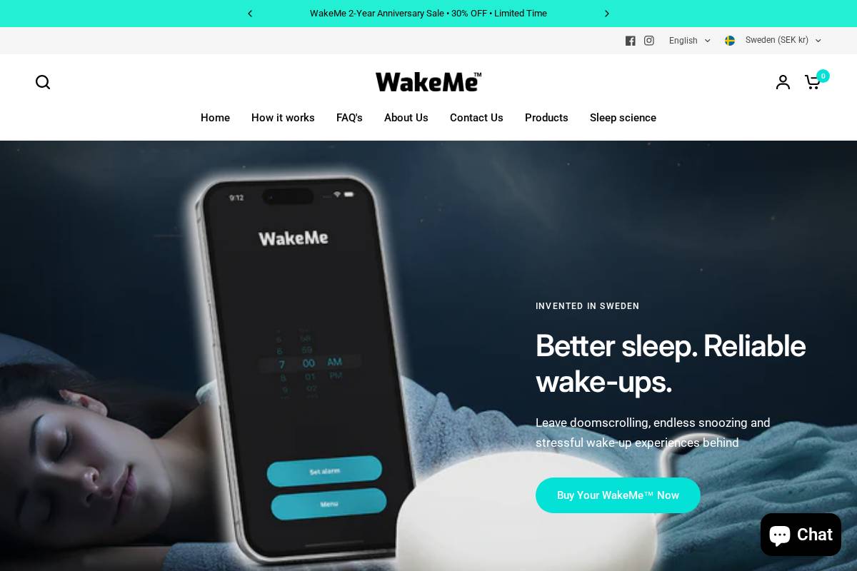 wakemealarmclock.com homepage screenshot