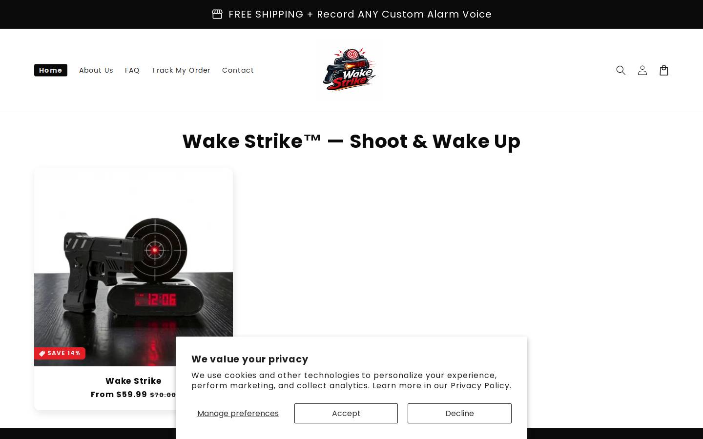 wakestrike.com homepage screenshot