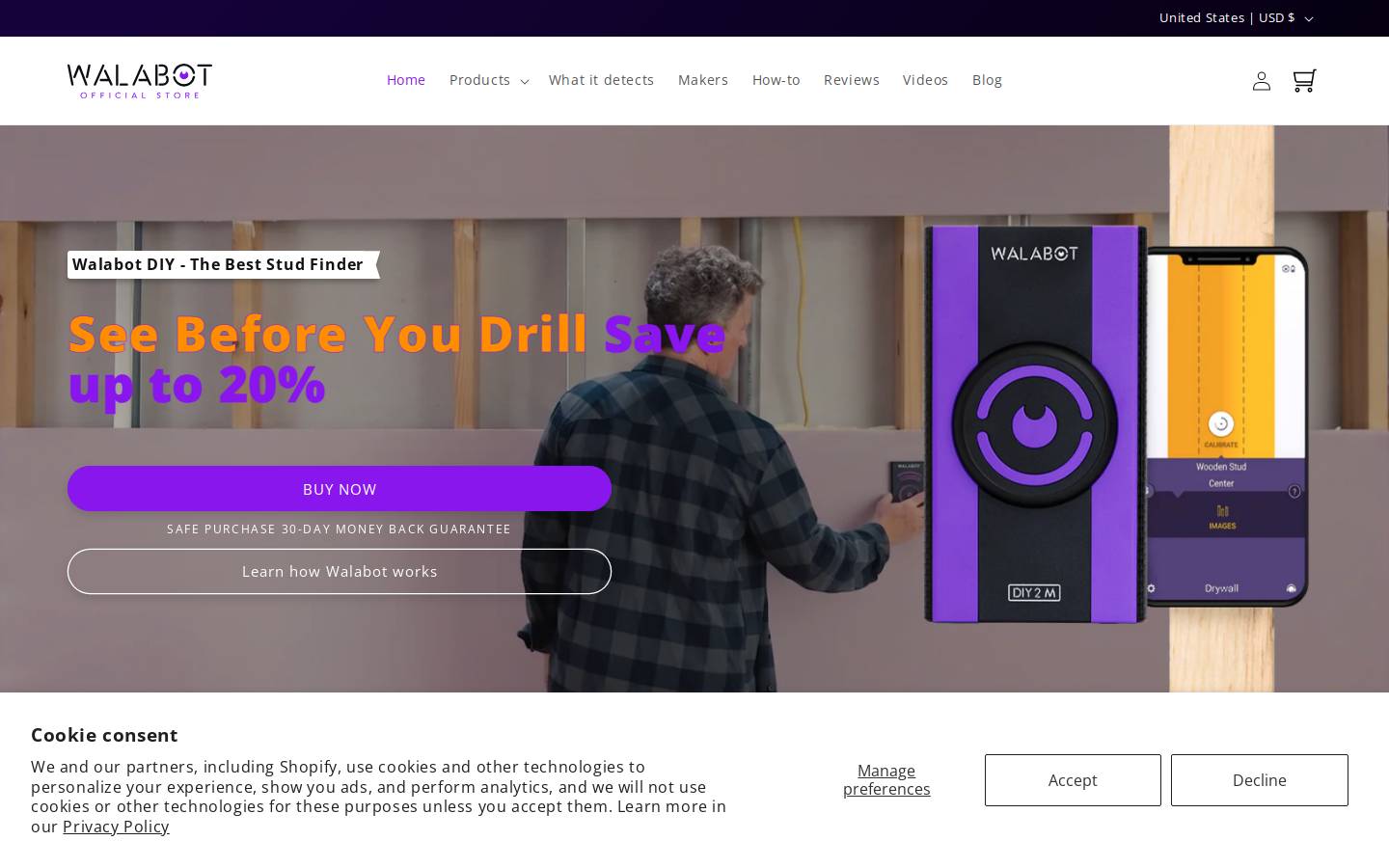Walabot homepage screenshot