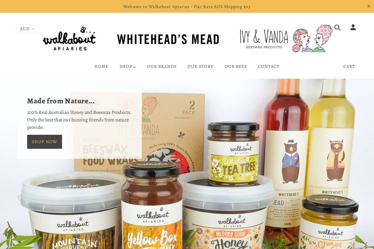 walkaboutapiaries.com.au homepage screenshot