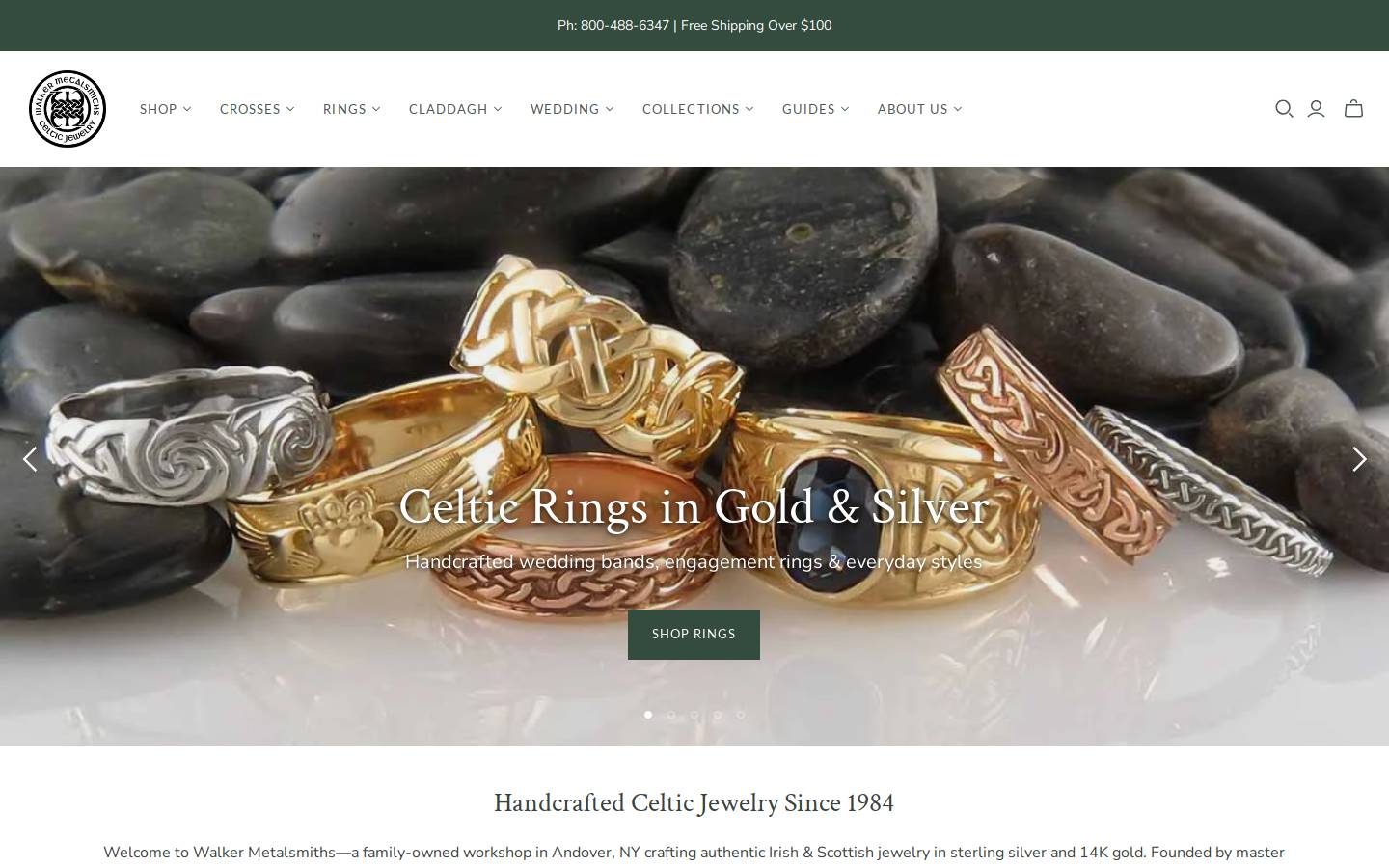 walkerscelticjewelry.com homepage screenshot