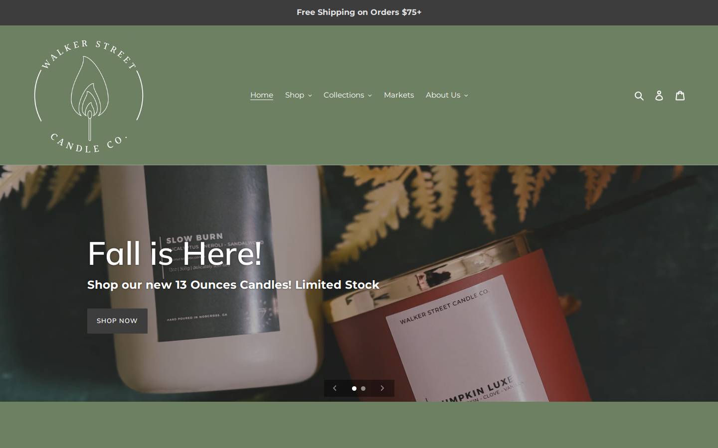 walkerstreetcandleco.com homepage screenshot