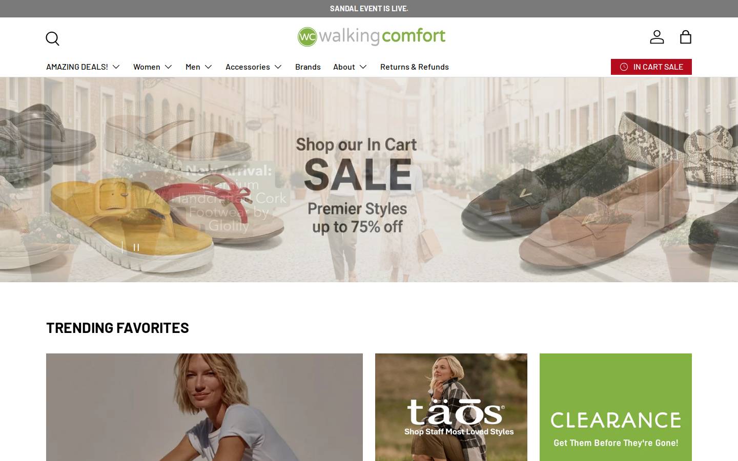 walkingcomfort.com homepage screenshot