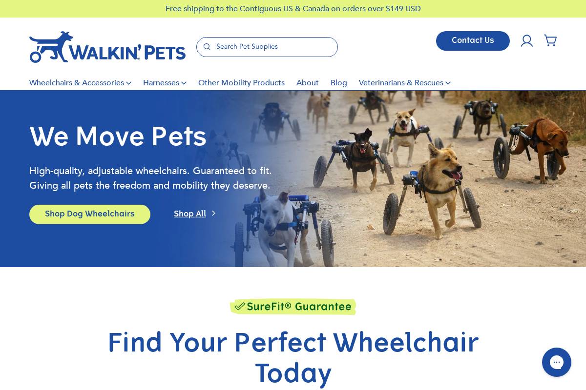walkinpets.com homepage screenshot