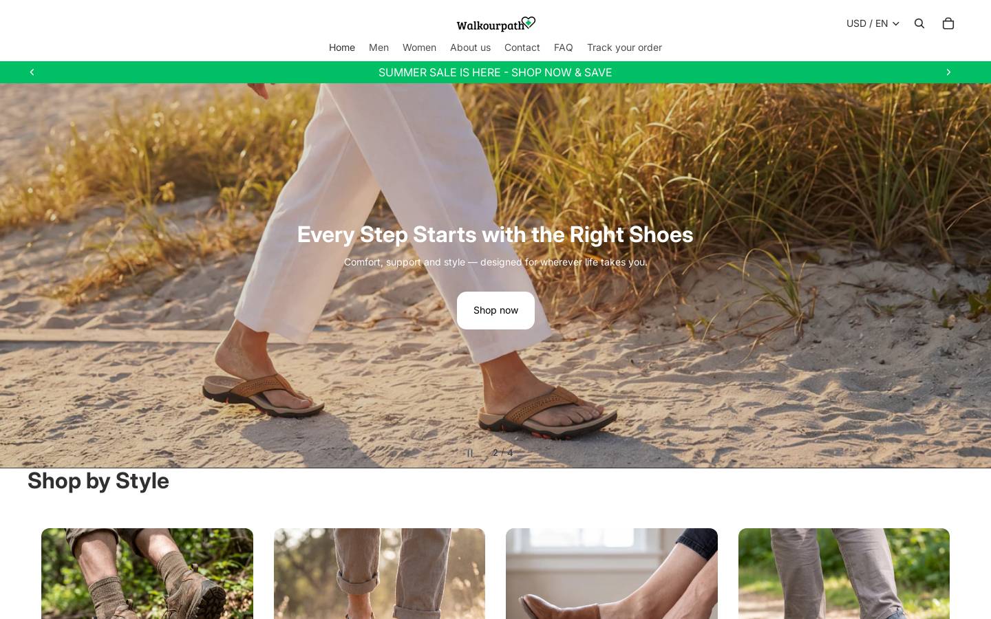 Walkourpath homepage screenshot