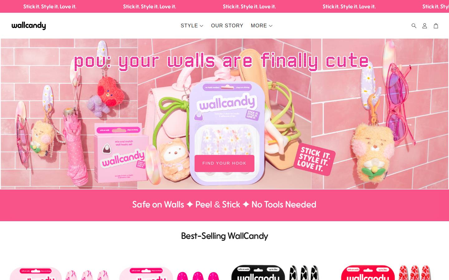 wallcandyshop.com homepage screenshot