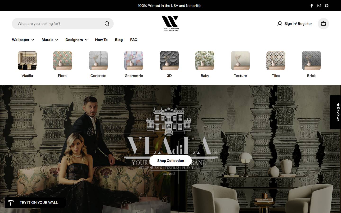 wallcreatives.com homepage screenshot