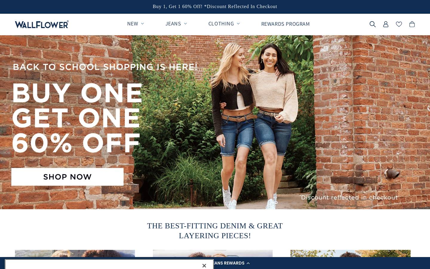 Wallflowerjeans homepage screenshot