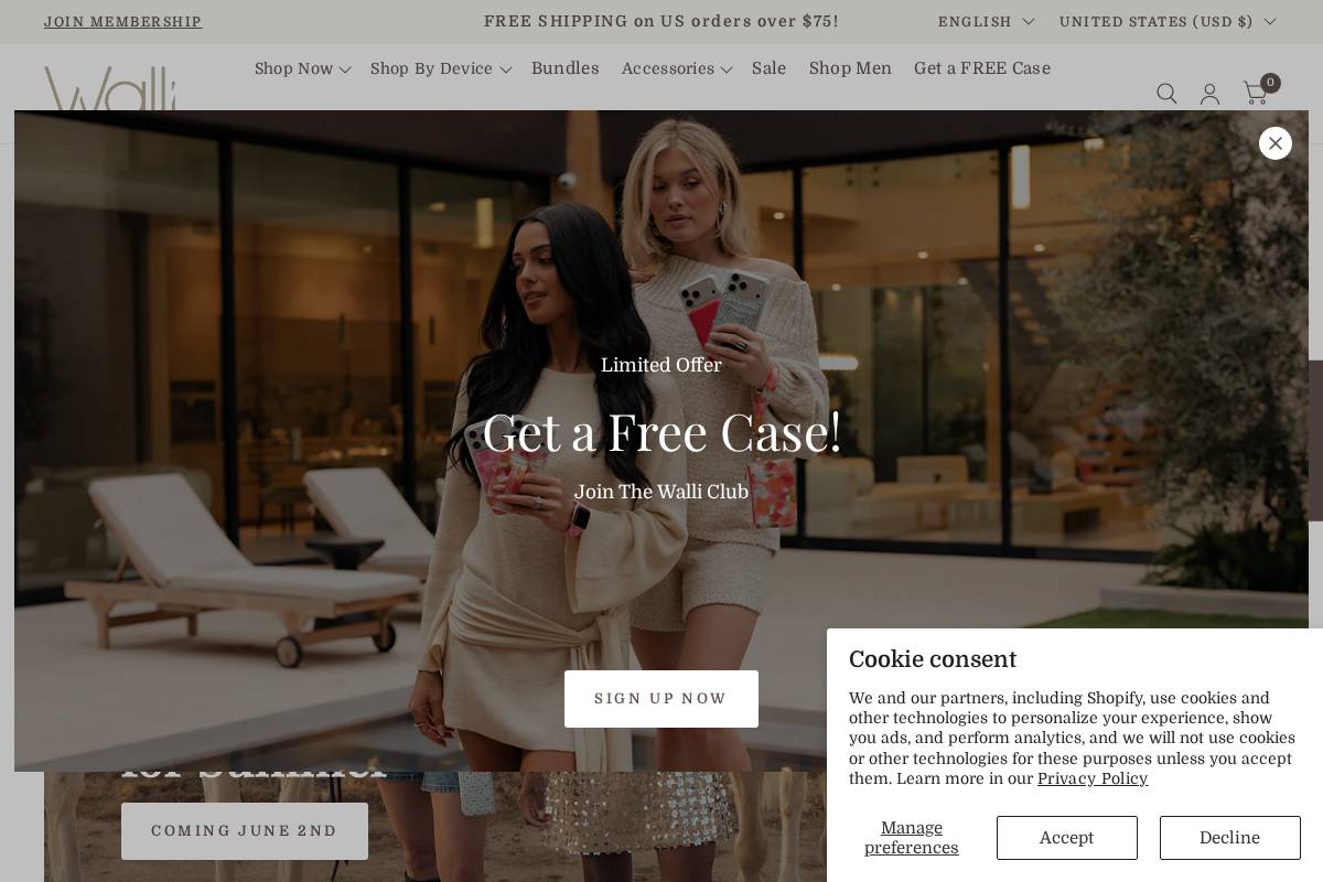 wallicases.com homepage screenshot