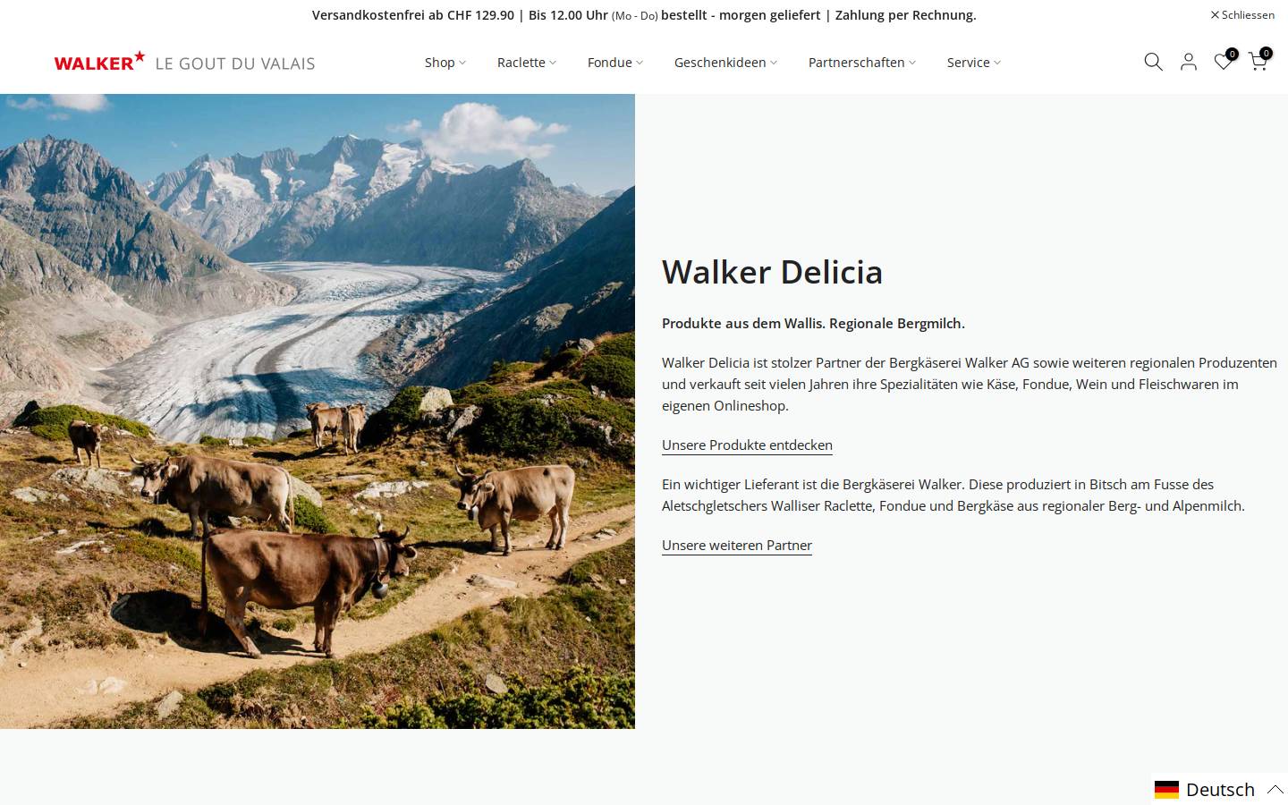 walliser-spezialitaet.ch homepage screenshot