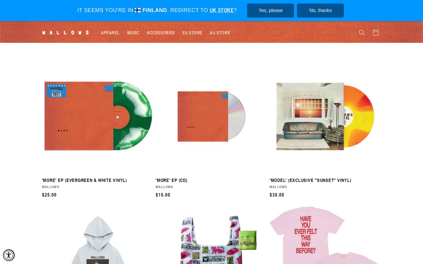 wallowsmusic.store homepage screenshot