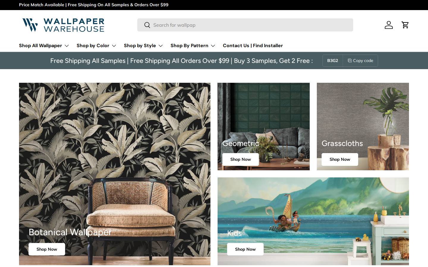 wallpaperwarehouse.com homepage screenshot