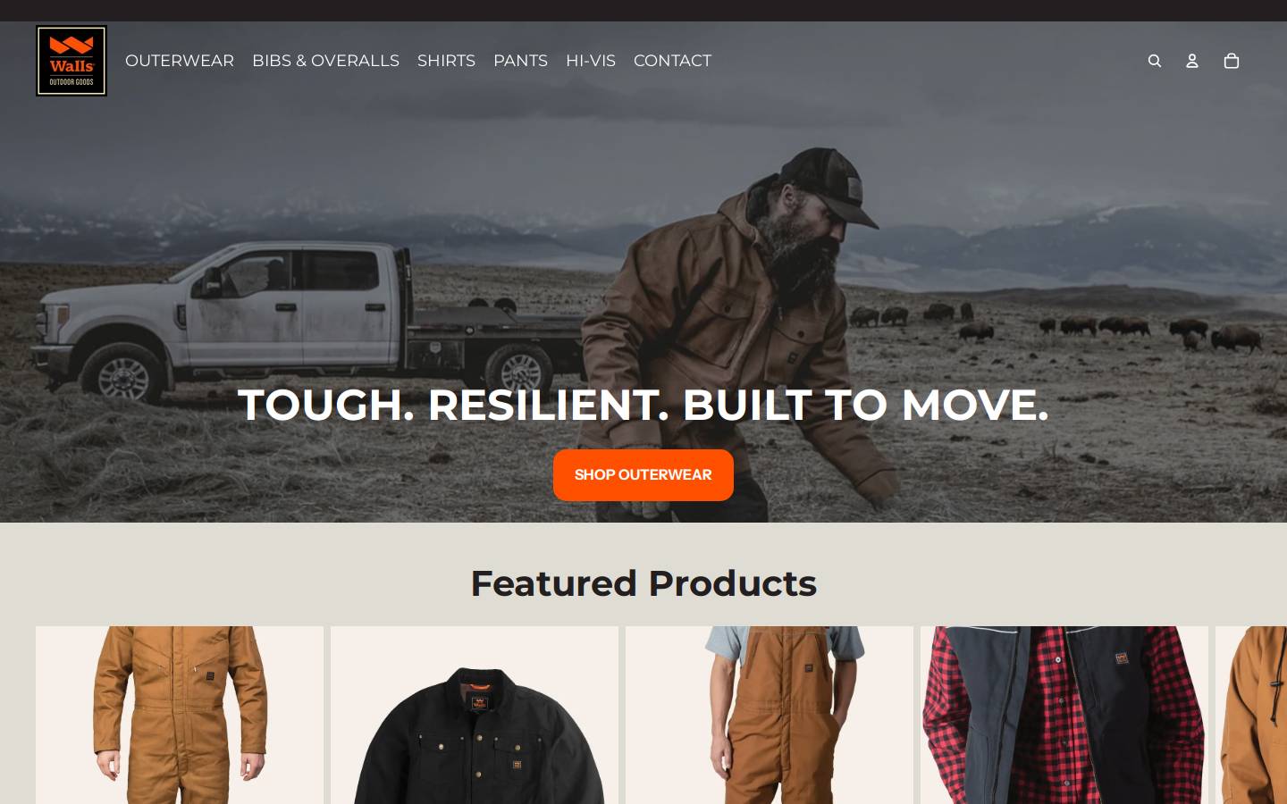 Walls Outdoor Goods homepage screenshot