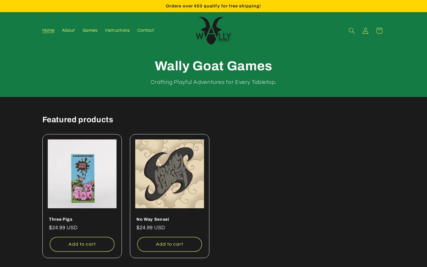 wallygoatgames.com homepage screenshot