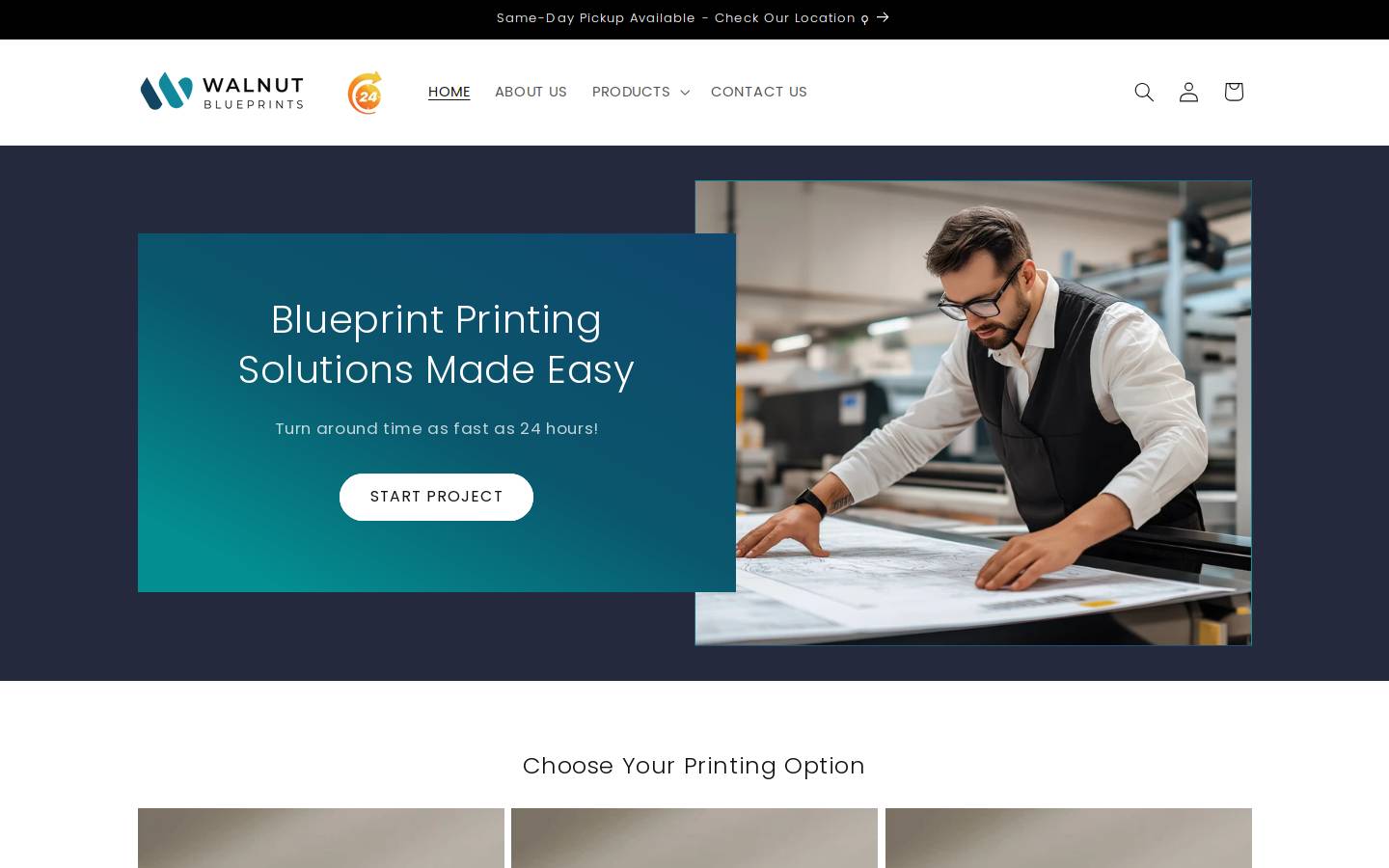 walnutblueprint.com homepage screenshot