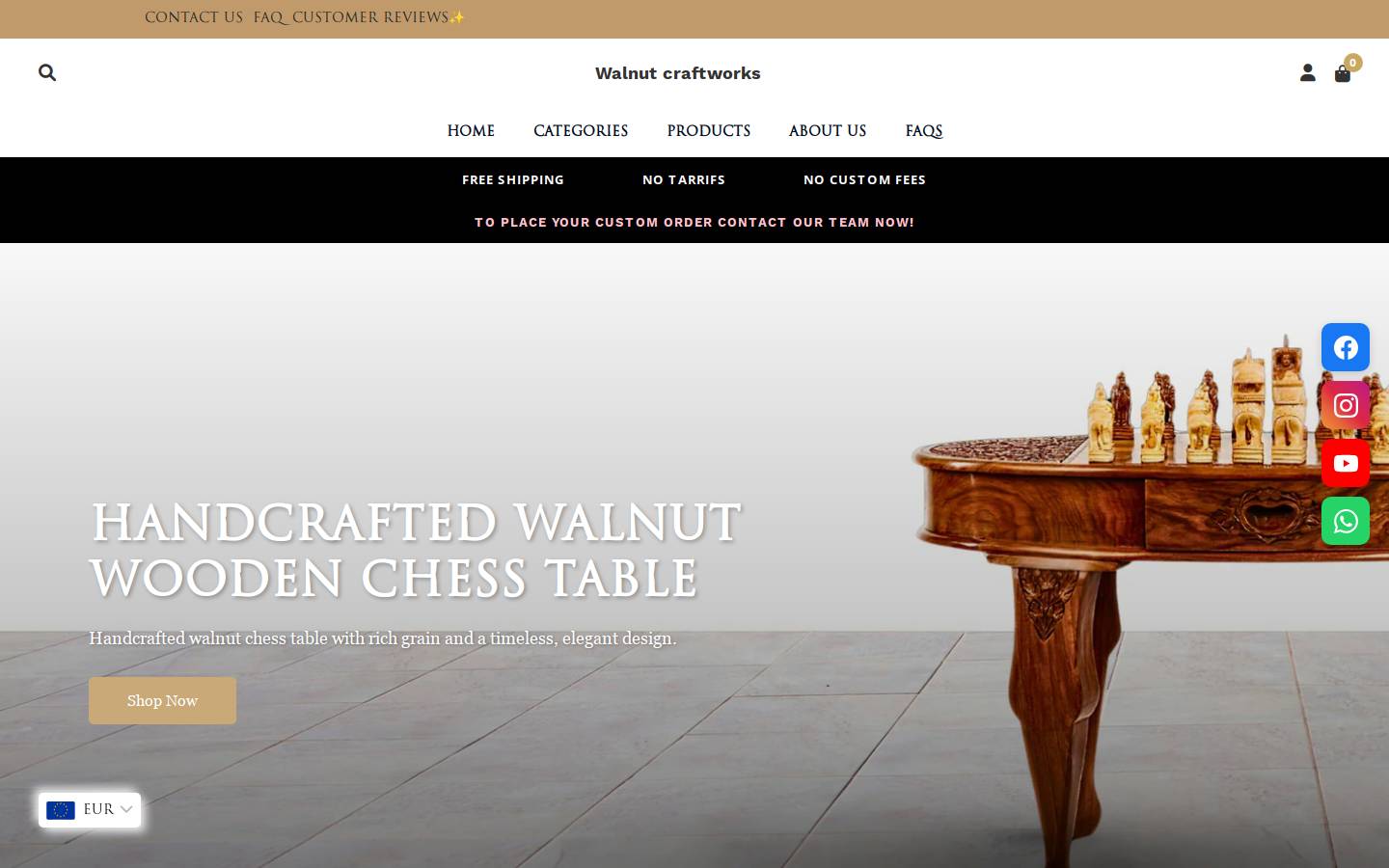 walnutcraftworks.com homepage screenshot