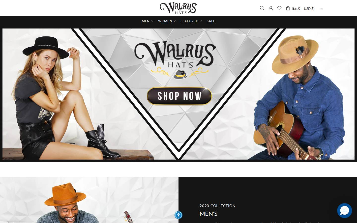walrushats.com homepage screenshot