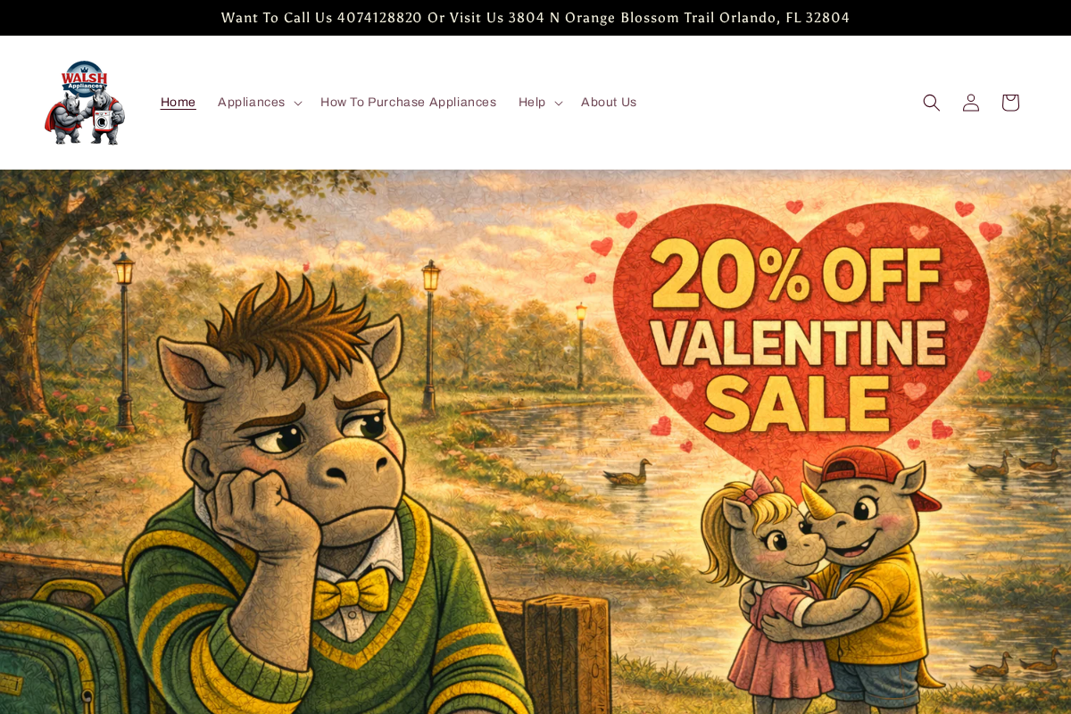 Walsh Applaince homepage screenshot