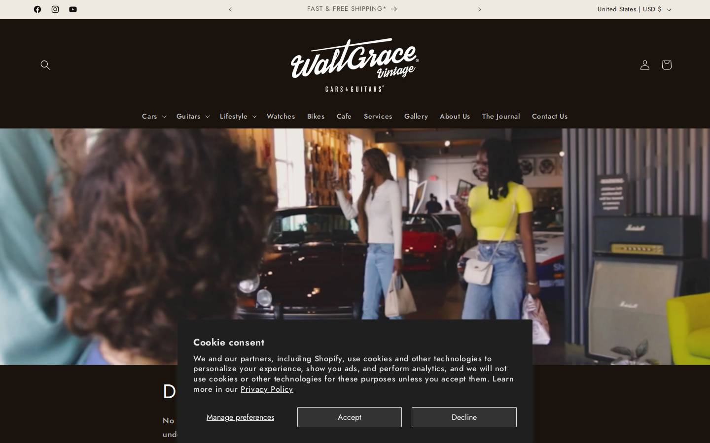 waltgracevintage.com homepage screenshot