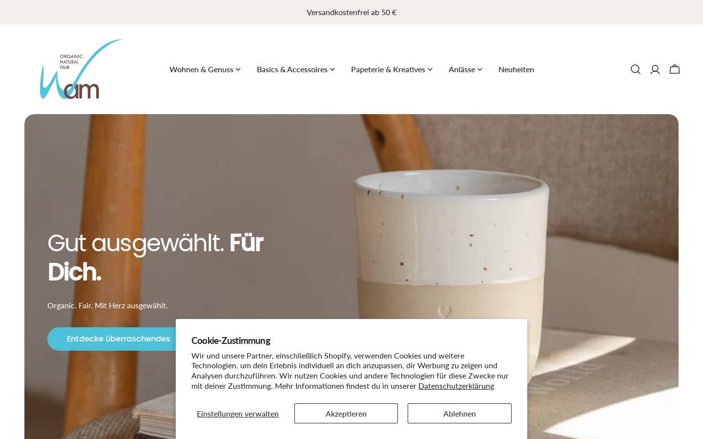 wam-shopping.de homepage screenshot