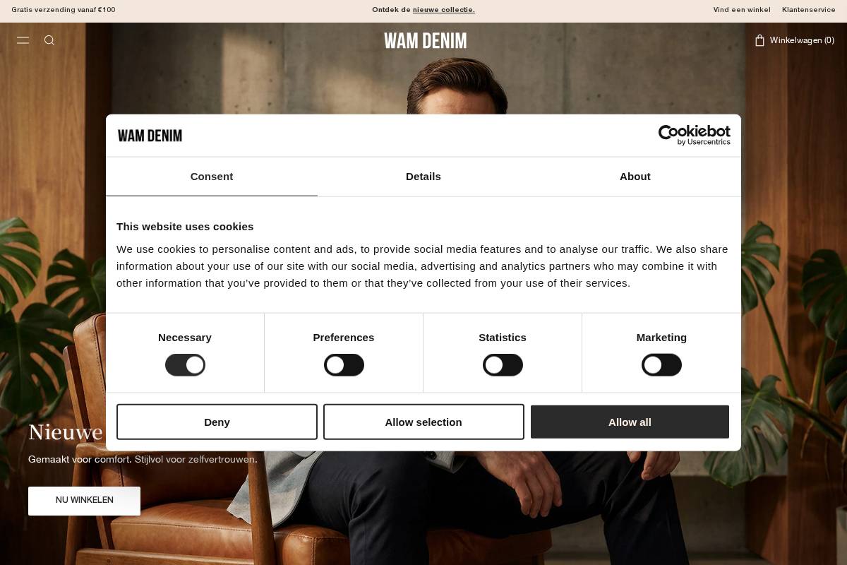 Wam Denim homepage screenshot