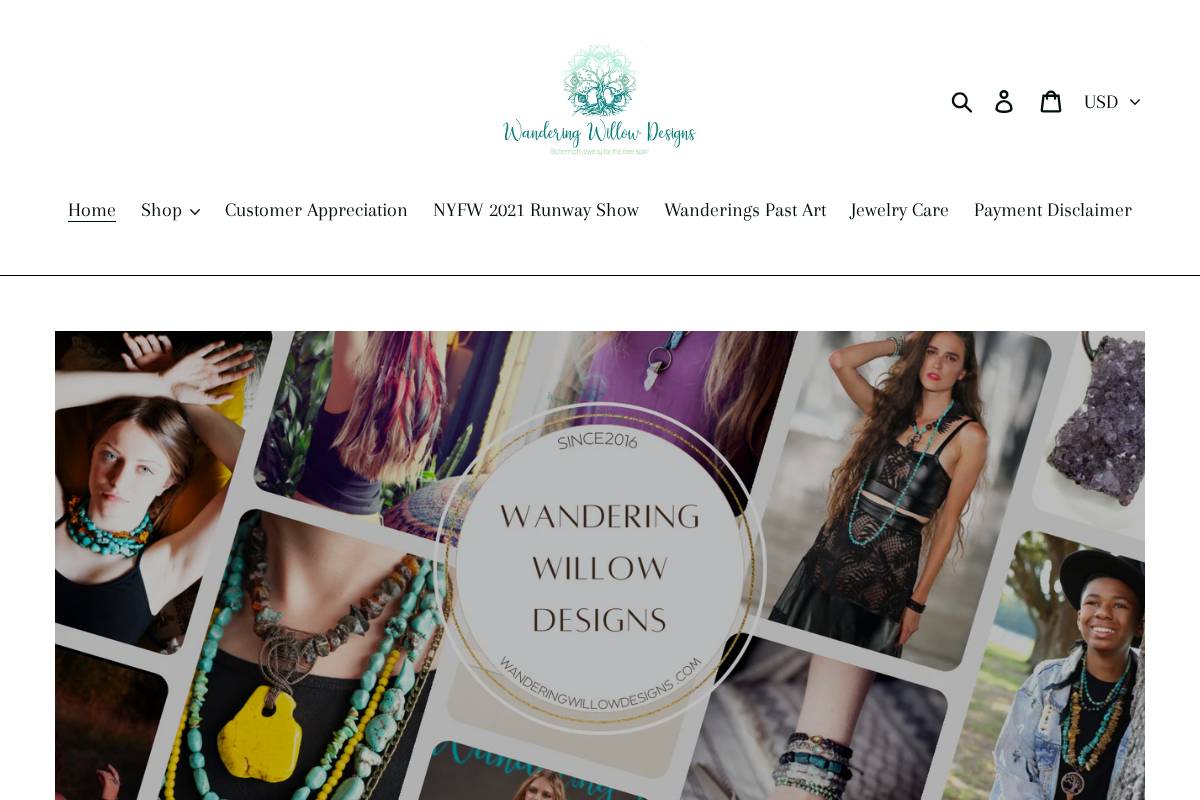 wanderingwillowdesigns.com homepage screenshot