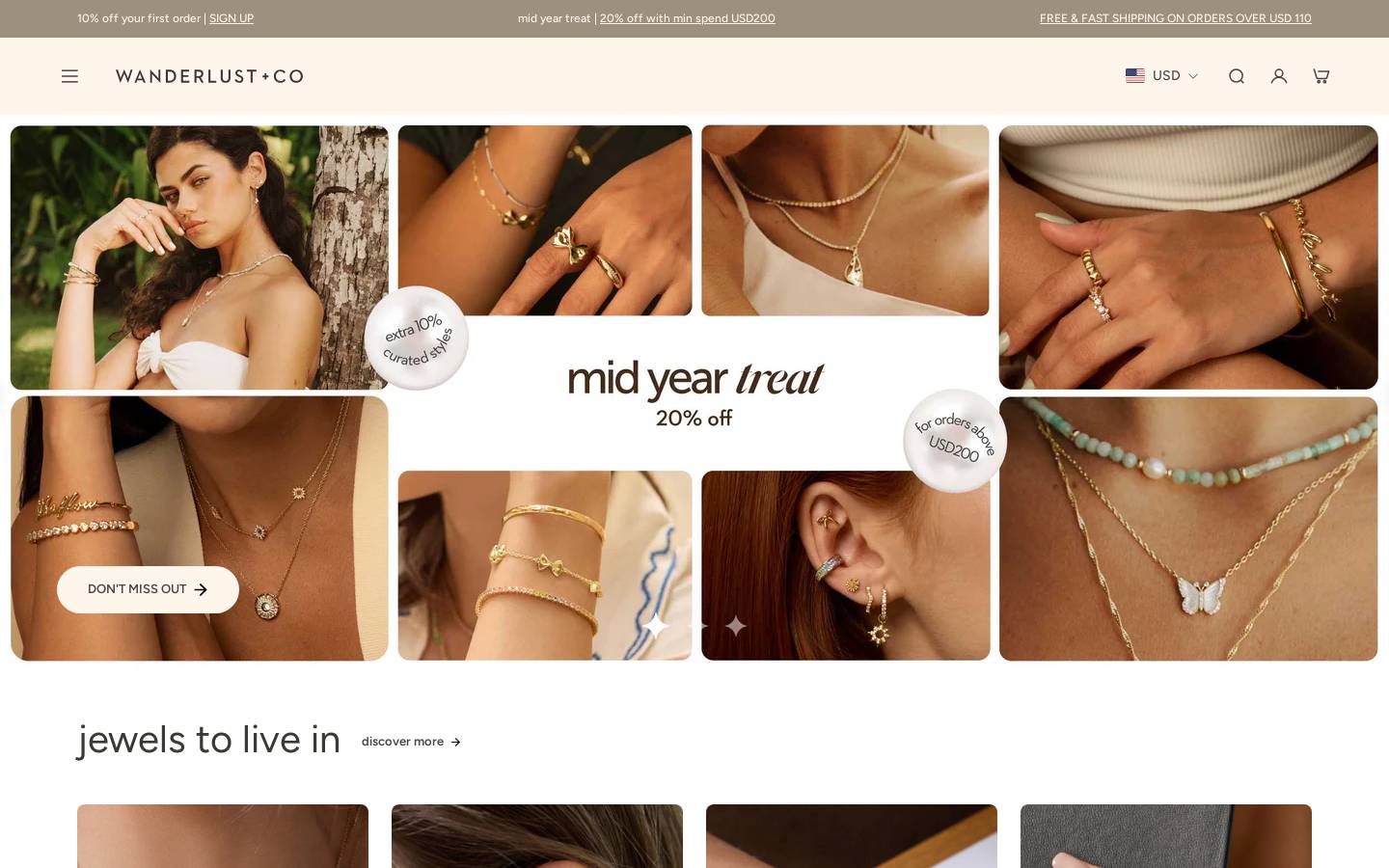 Wanderlust + Co homepage screenshot