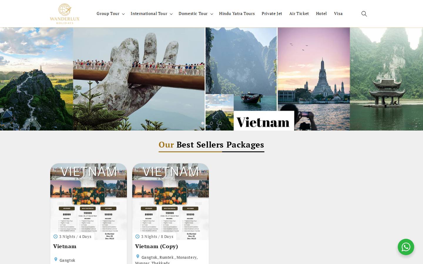wanderluxholidays.com homepage screenshot