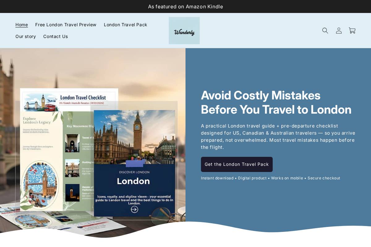 Wanderly homepage screenshot