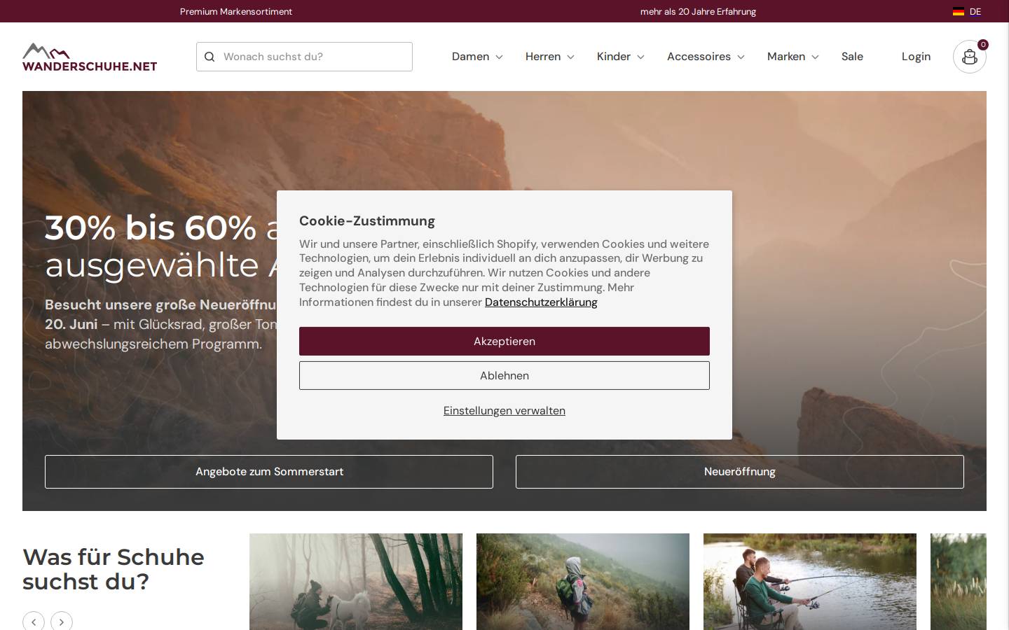 Wanderschuhe.net homepage screenshot