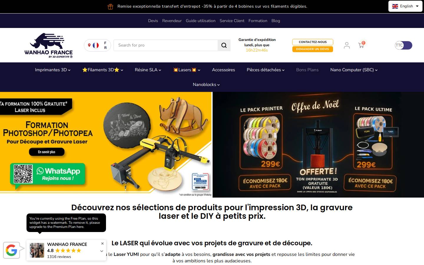 wanhao-europe.com homepage screenshot