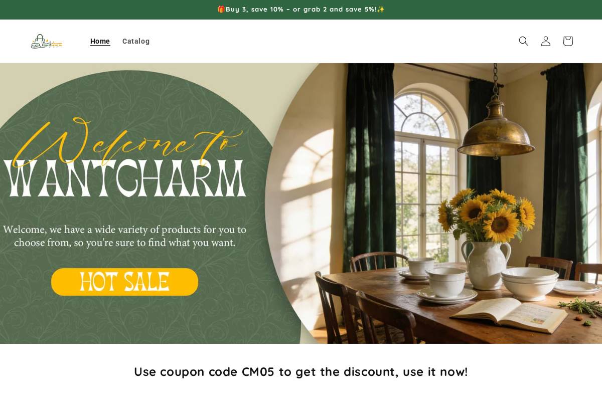 wantcharm.com homepage screenshot