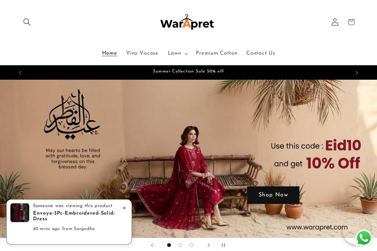 warapret.com homepage screenshot