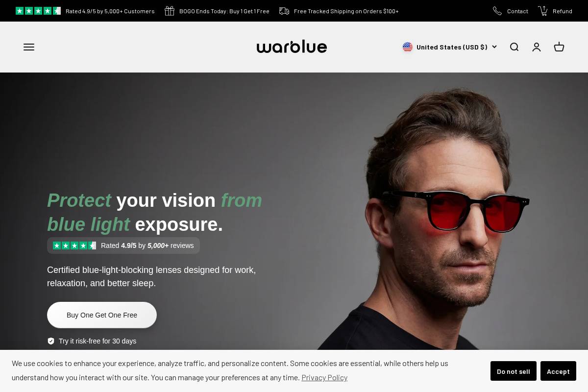 Warblue homepage screenshot