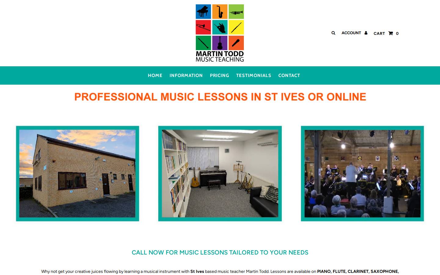 warboysmusiclessons.com homepage screenshot