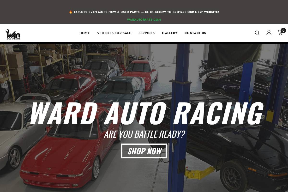 Ward Auto Racing LLC homepage screenshot