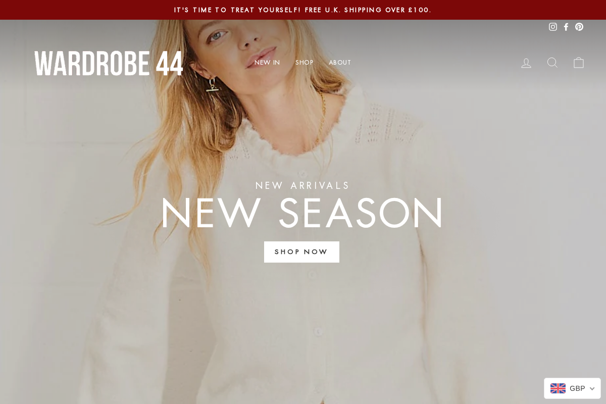 Wardrobe 44 homepage screenshot