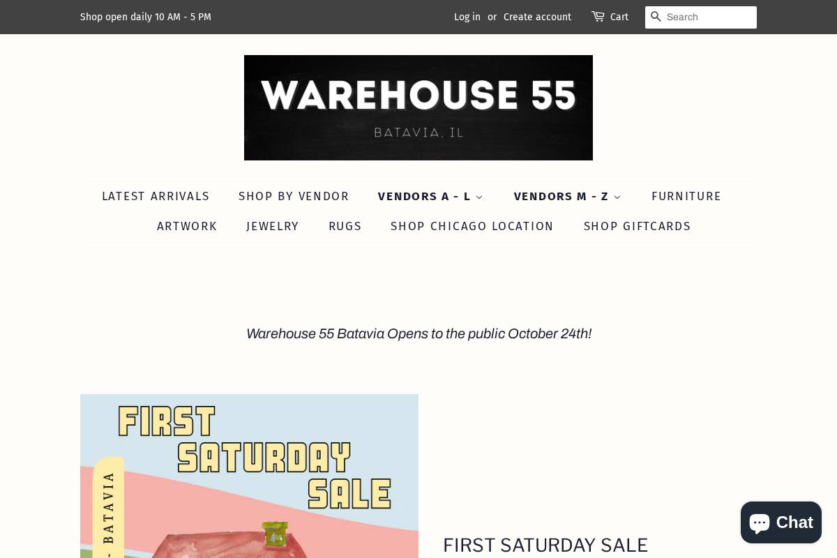 warehouse55aurora.com homepage screenshot