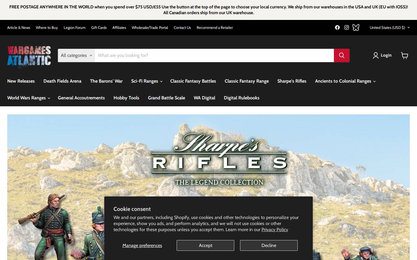 wargamesatlantic.com homepage screenshot